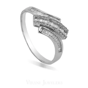 0.33CT Diamond Crossover Baguette Ring Set in 14K White Gold