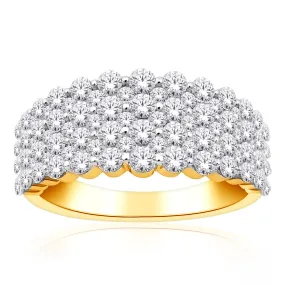 10ct Yellow Gold 1 Carat Diamond Cluster Dress Ring