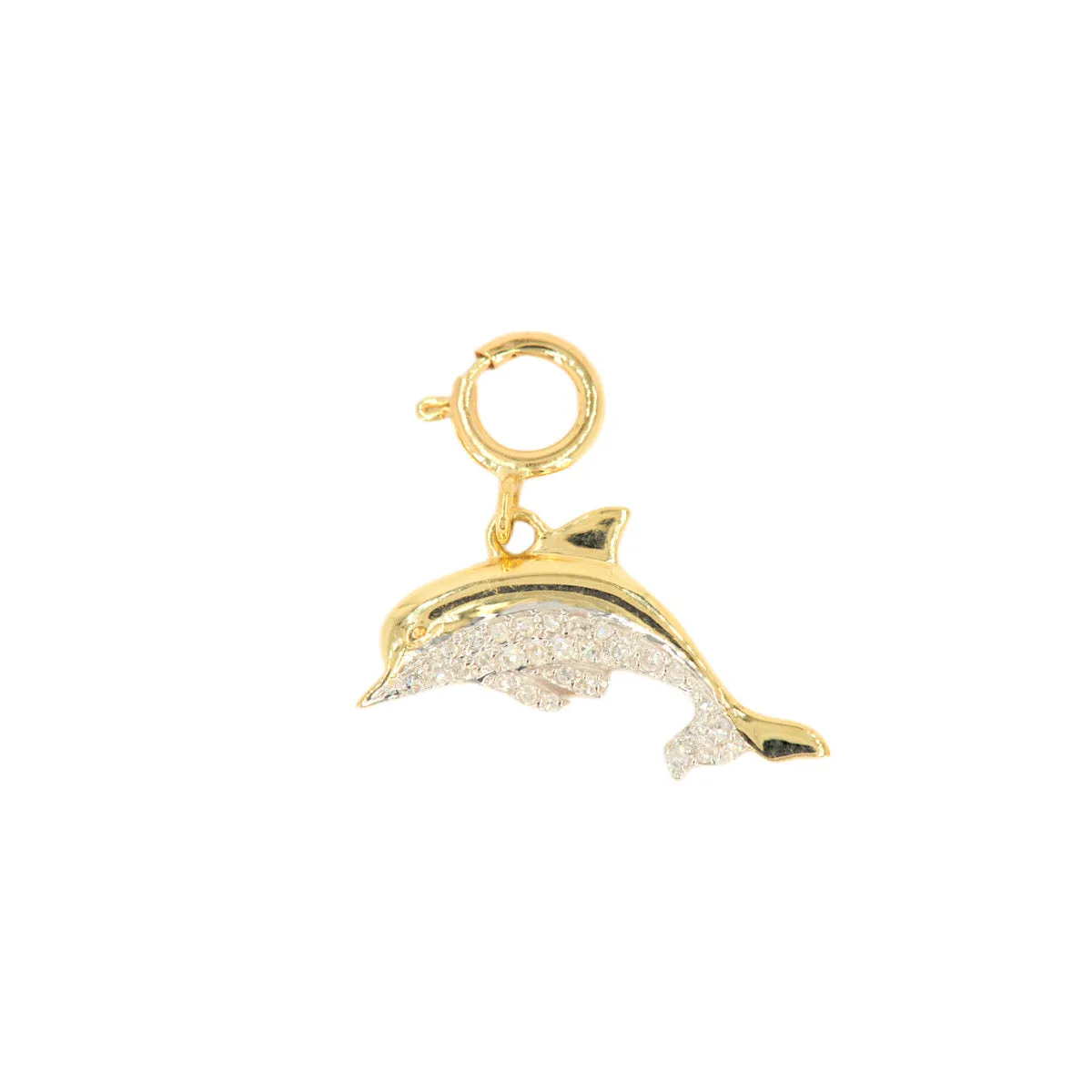 10k Yellow Gold and Diamond 'Dolphin' Charm - 10014