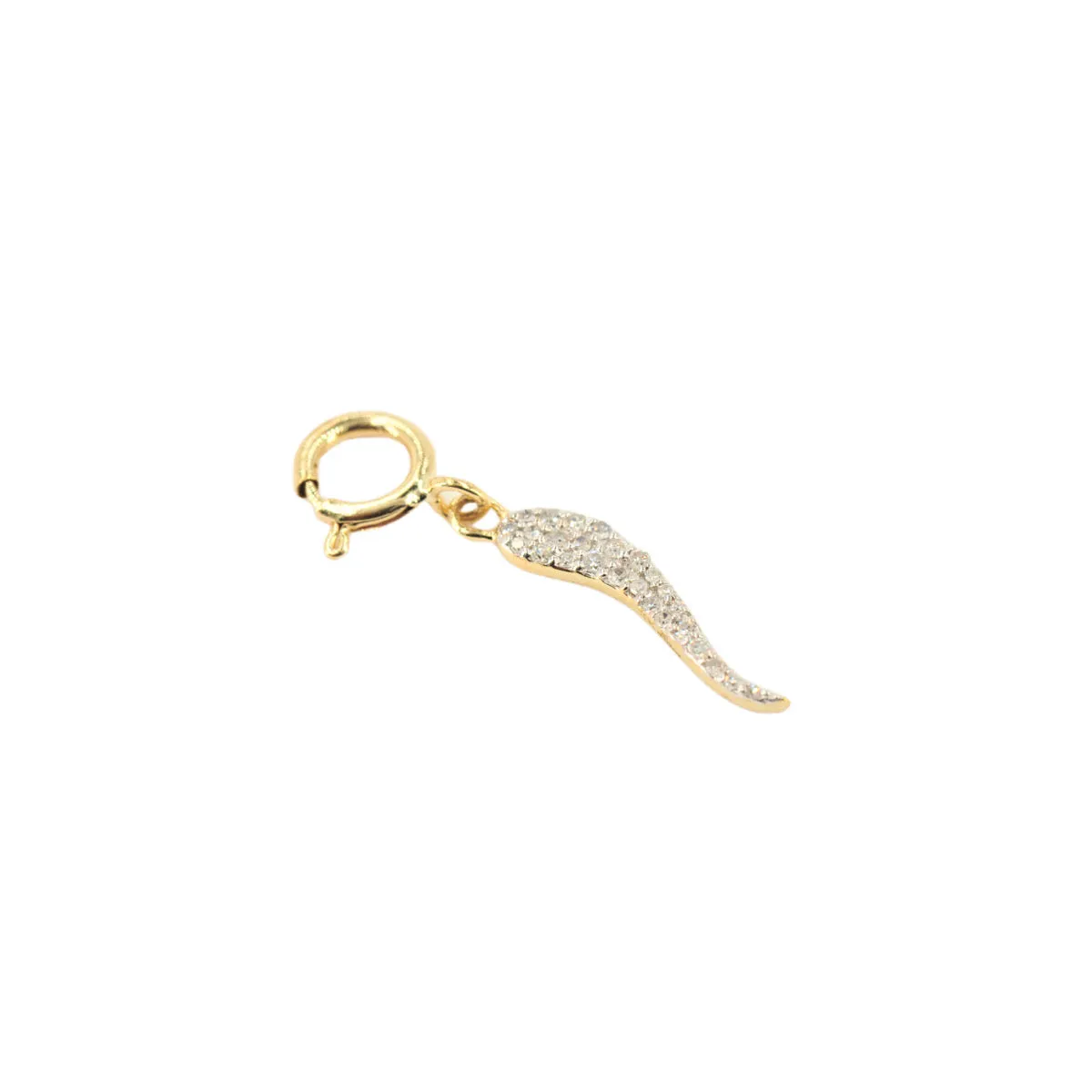 10k Yellow Gold and Diamond 'Italian Horn' Charm - 10023