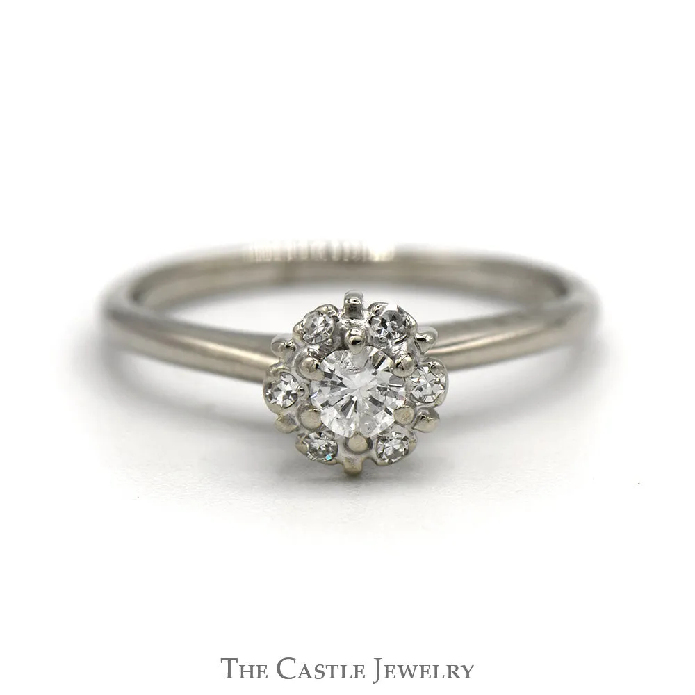 1/4cttw Round Diamond Cluster Engagement Ring in 14k White Gold