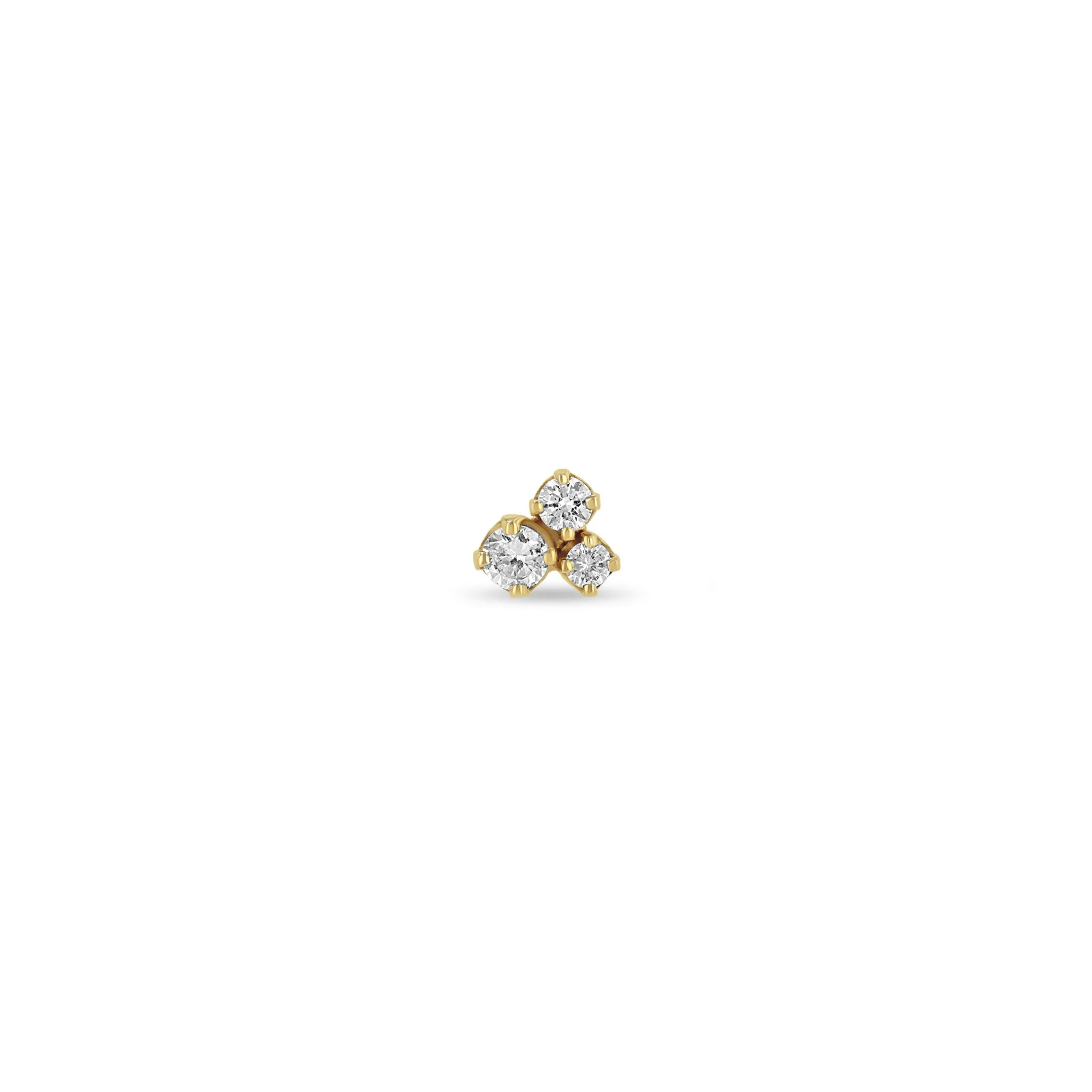 14k 3 Mixed Prong Diamond Cluster Stud Earrings