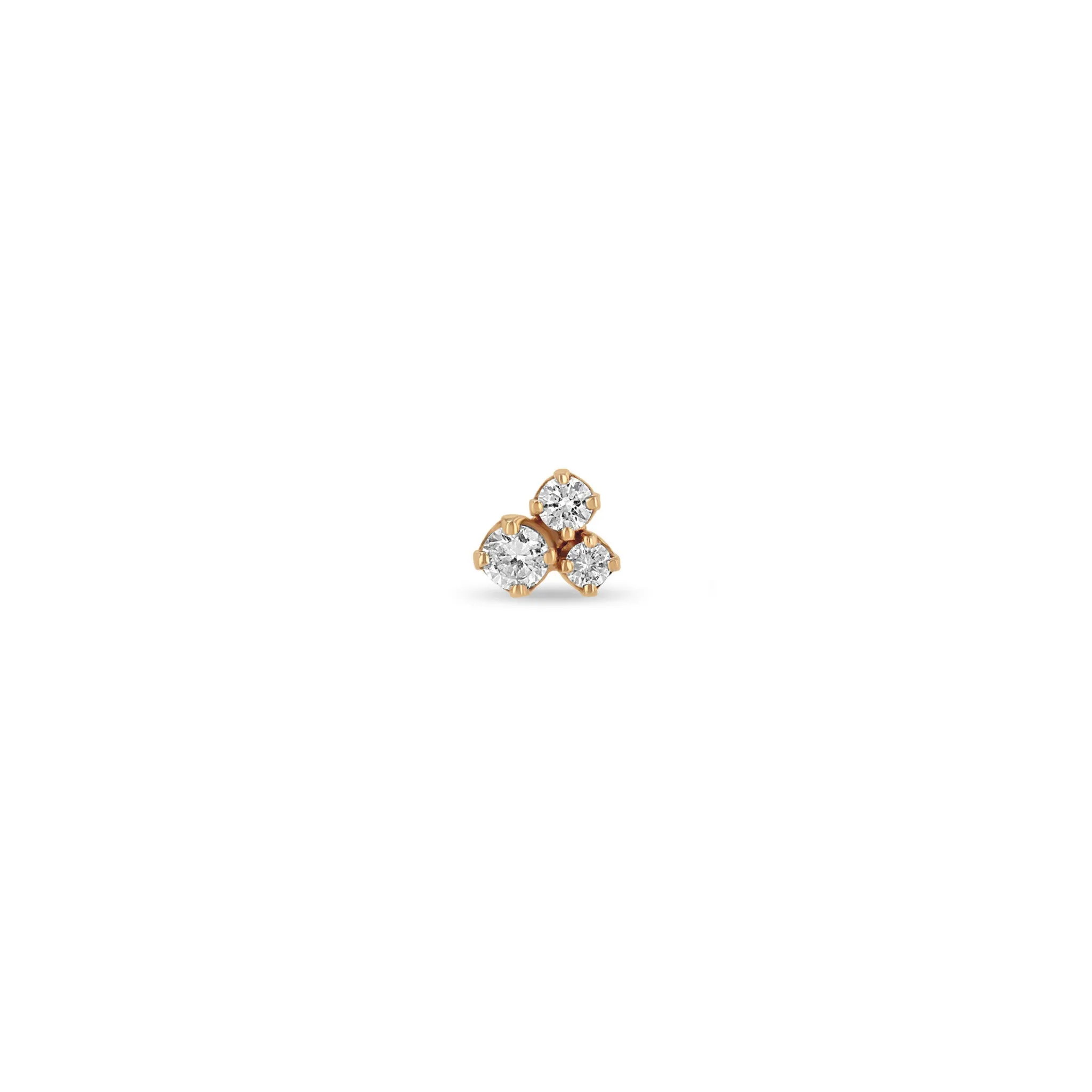 14k 3 Mixed Prong Diamond Cluster Stud Earrings