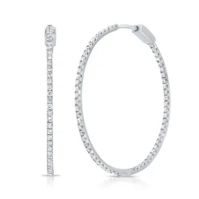 14k Gold 0.77 Carat Diamond hoop Earrings, Available in White, Rose and Yellow Gold