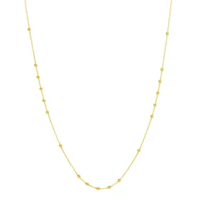 14k Gold Bead Station Necklace, 18"