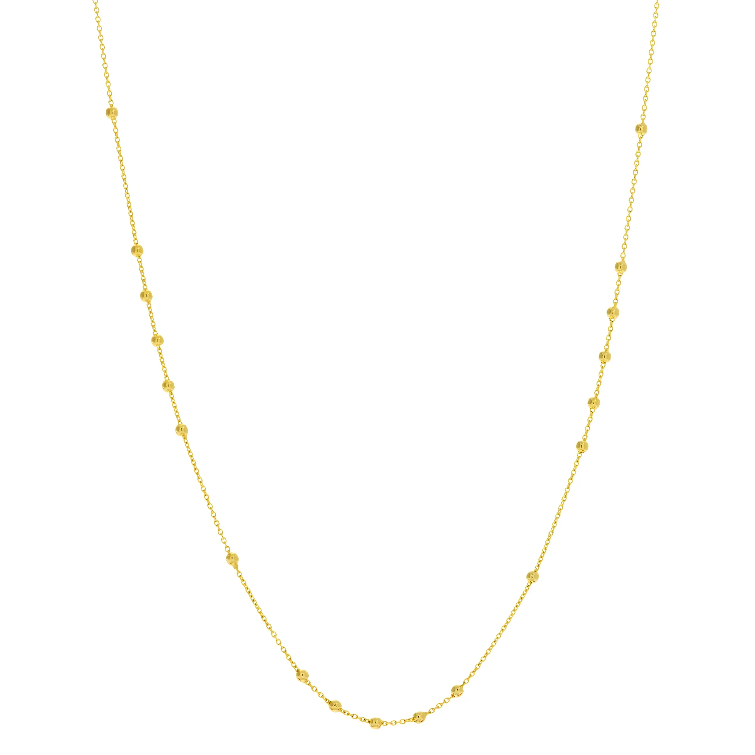 14k Gold Bead Station Necklace, 18"