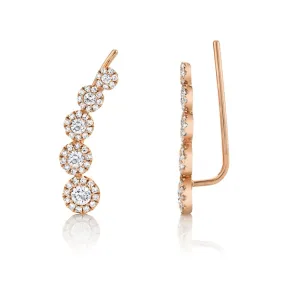 14KT GOLD 2/3 CTW DIAMOND EAR CLIMBER EARRINGS