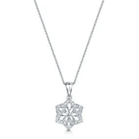 18ct White Gold Diamond Flower Cluster Pendant