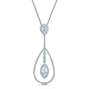 18ct White Gold Long Drop Diamond Pendant