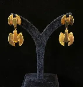 1930s Cropp & Farr Geometric Yellow Gold Earrings