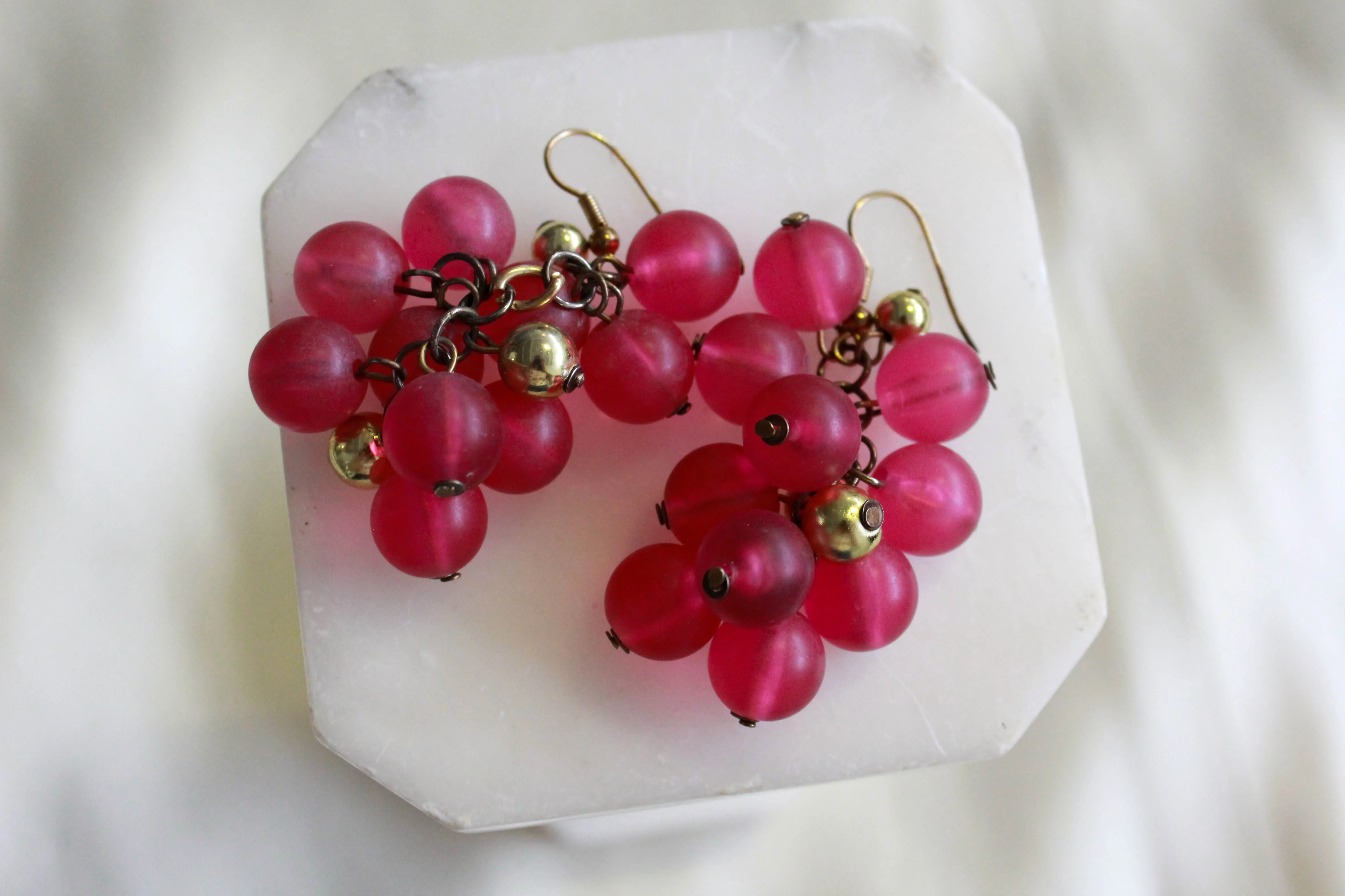 1990s Grape Cluster Bead Earrings