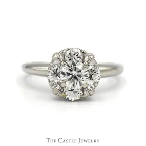 1cttw 5 Round Diamond Cluster Ring in 14k White Gold