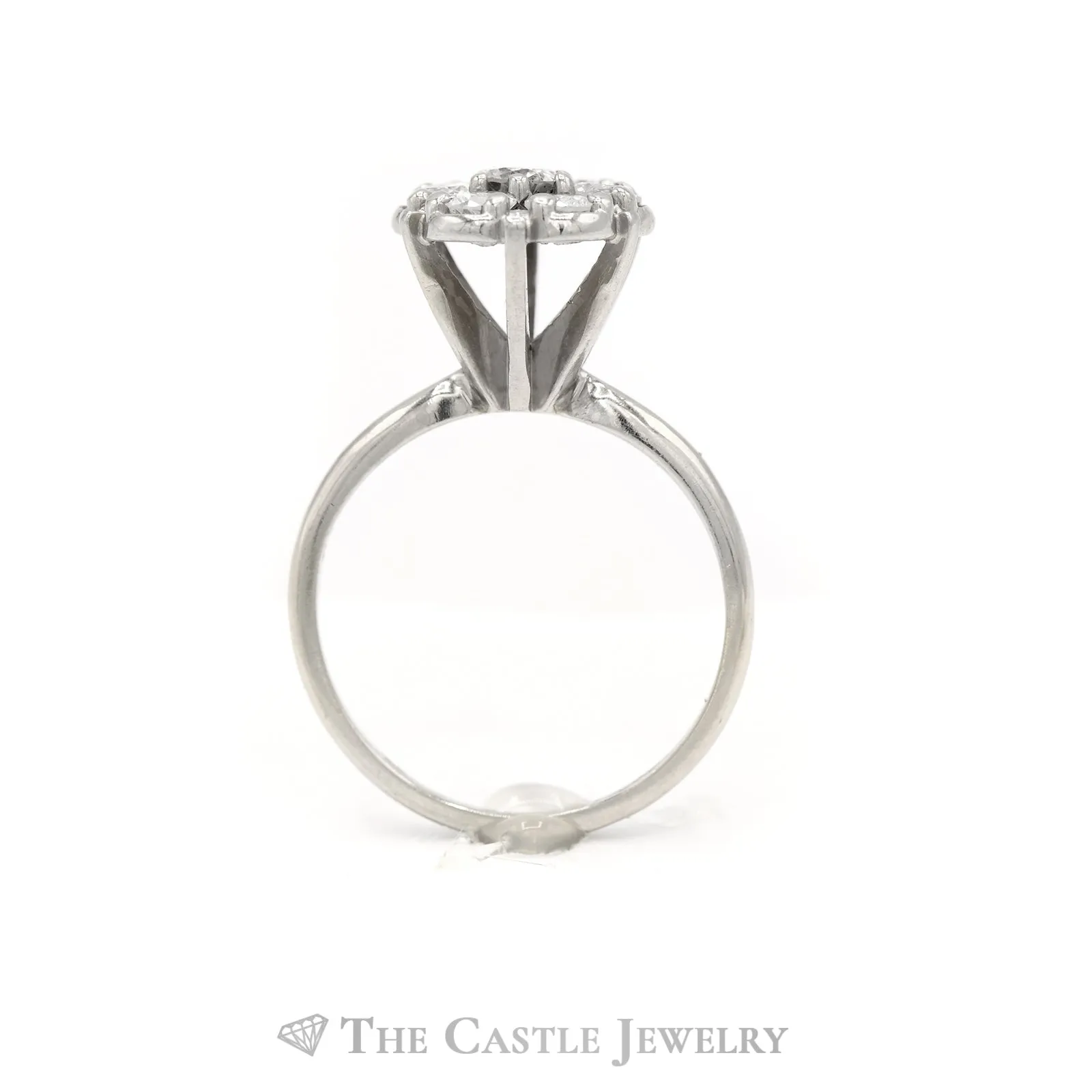 Exquisite 1cttw 7-Diamond Cluster Ring in Elegant 14k White Gold