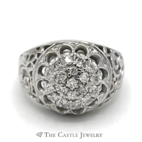 1cttw Kentucky Diamond Cluster Ring in 14k White Gold