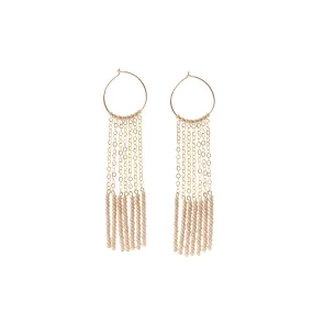 7 Tassel XS Hoop Earrings - TAUPE