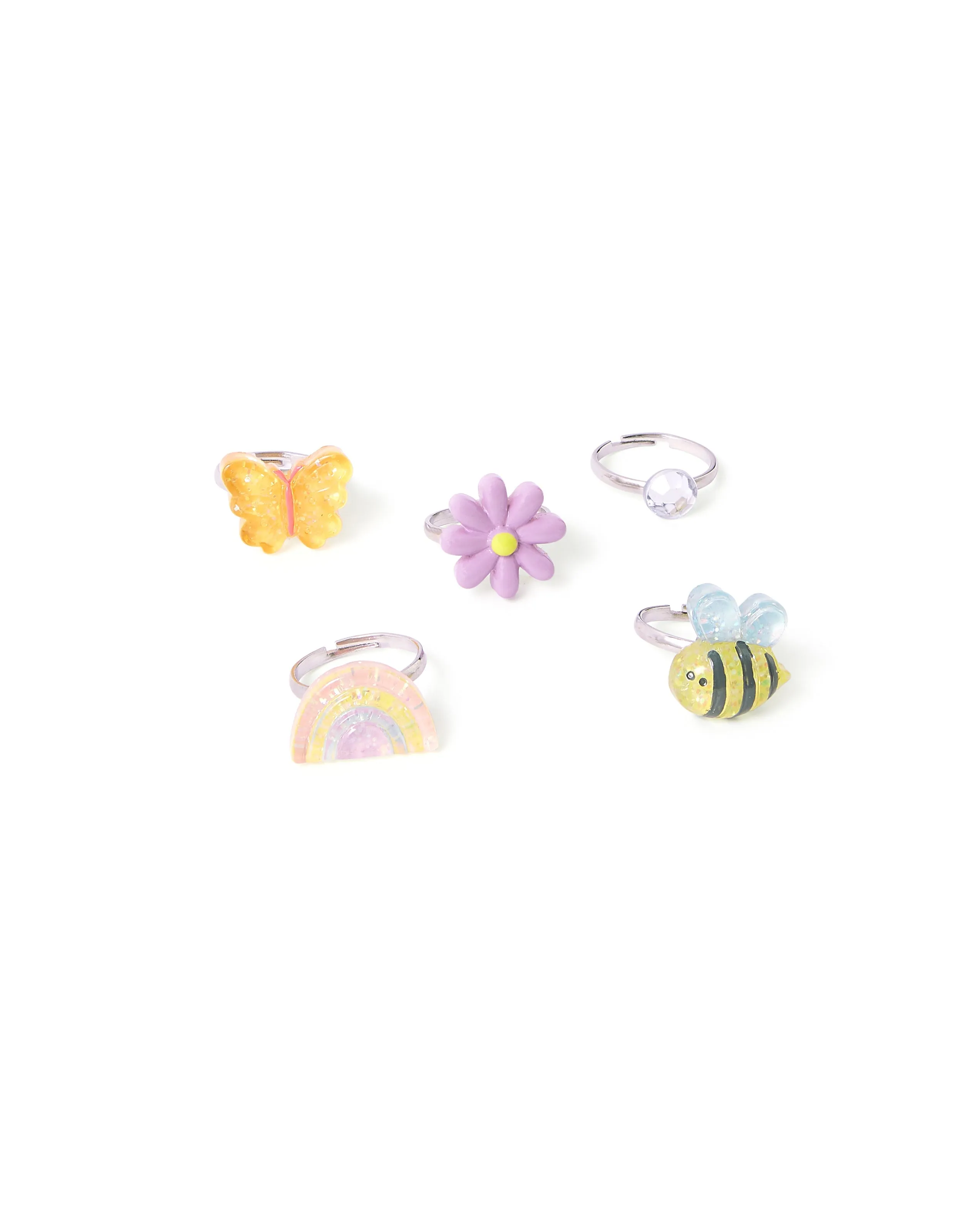 Accessorize Girl Set of 5 Garden Ring Set