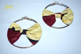 African Print Creole Hoop Earrings, Cream and Mocha - ER21