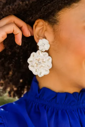 All About Fun White Beaded Earrings