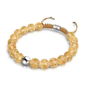 Amber | Silver | Firefly Glass Macrame Bracelet