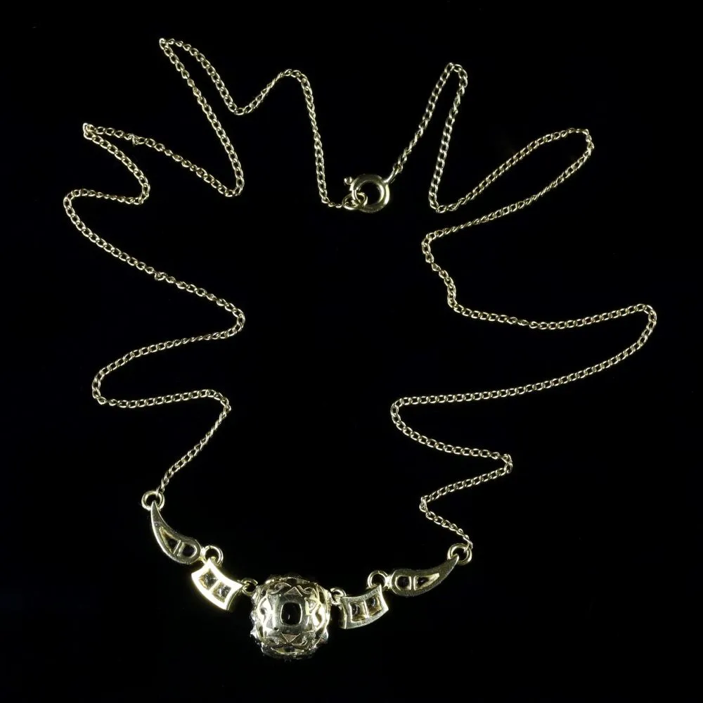 Antique Art Deco Sapphire Necklace 9Ct Gold Circa 1930