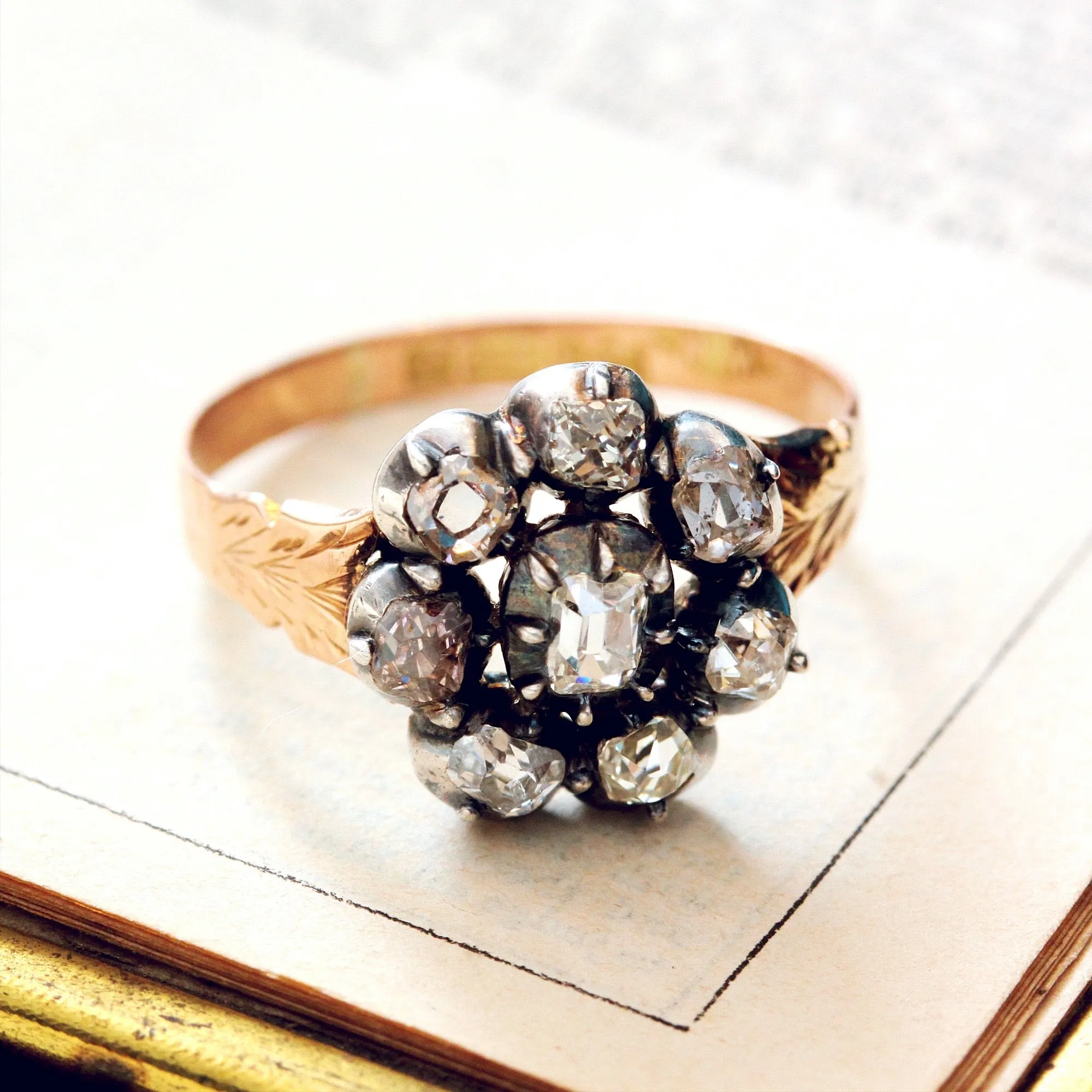 Antique Georgian Diamond Rosette Cluster Ring