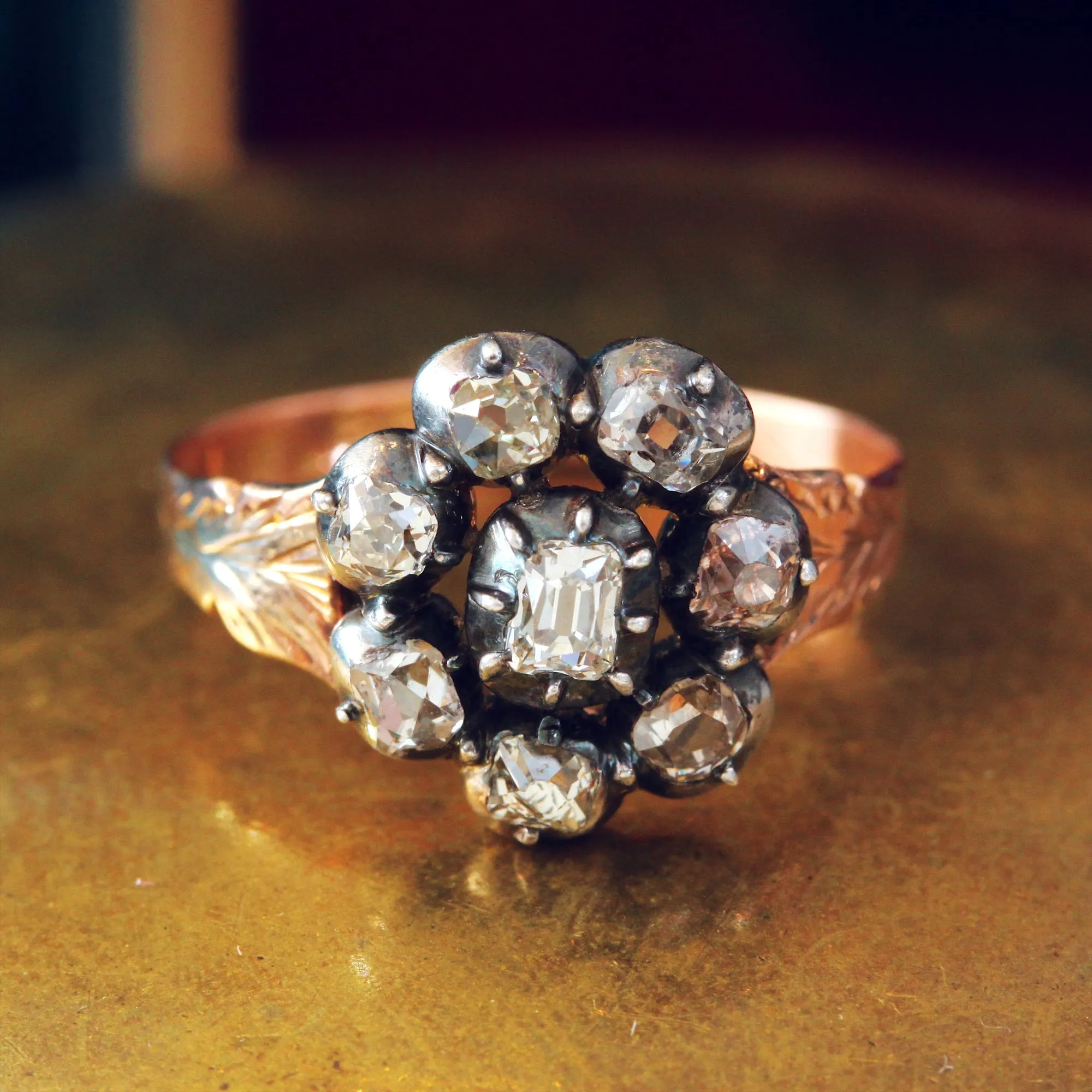 Antique Georgian Diamond Rosette Cluster Ring