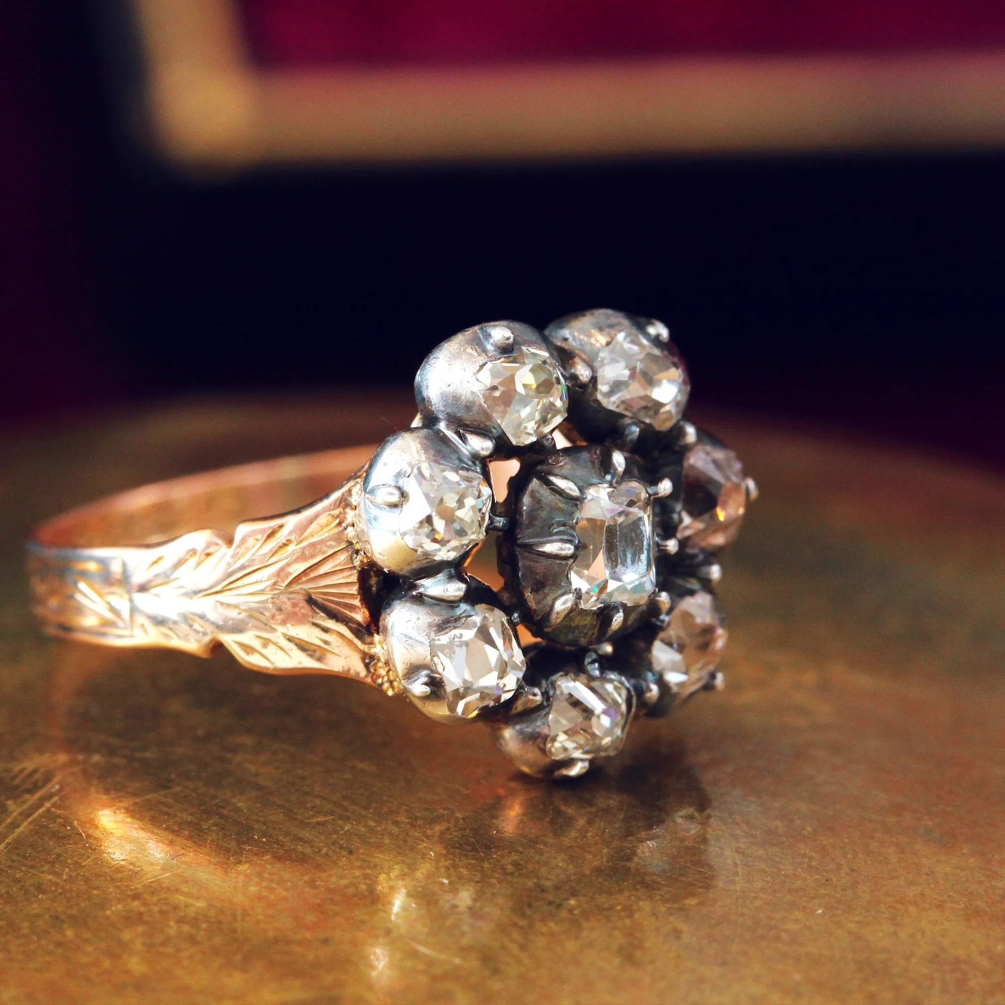 Antique Georgian Diamond Rosette Cluster Ring