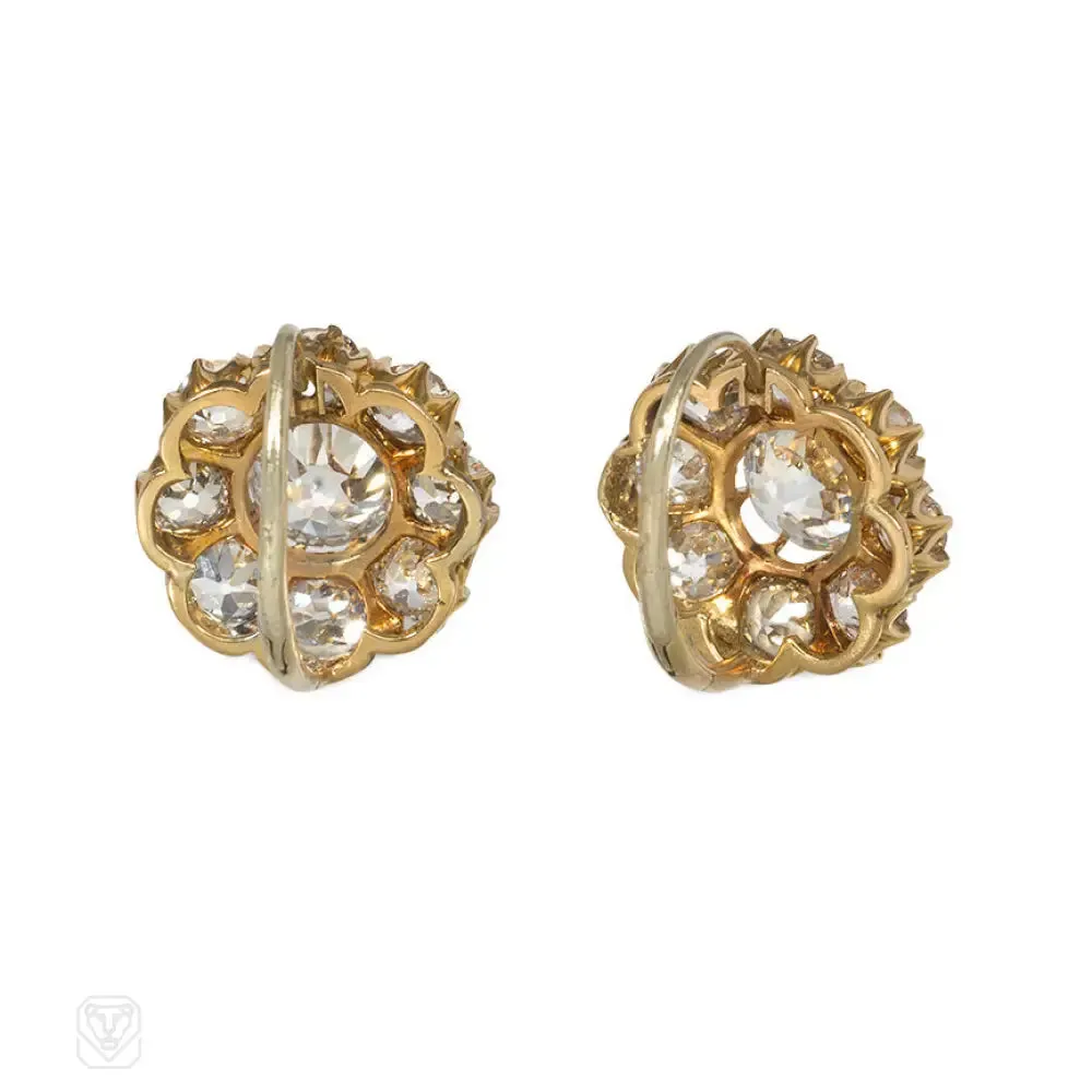 Antique gold and diamond cluster earrings