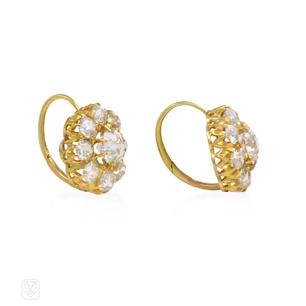 Antique gold and diamond cluster earrings