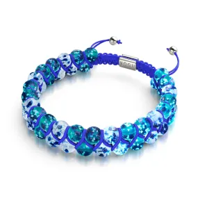 Stunning Aquamarine Flame & Lapis Flame Double Firefly Glass Bracelet – Elegant and Unique Design