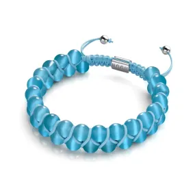 Aquamarine | Silver | Cheshire Glass Double Macrame Bracelet