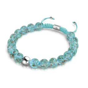 Arctic Blue | Silver | Firefly Glass Macrame Bracelet