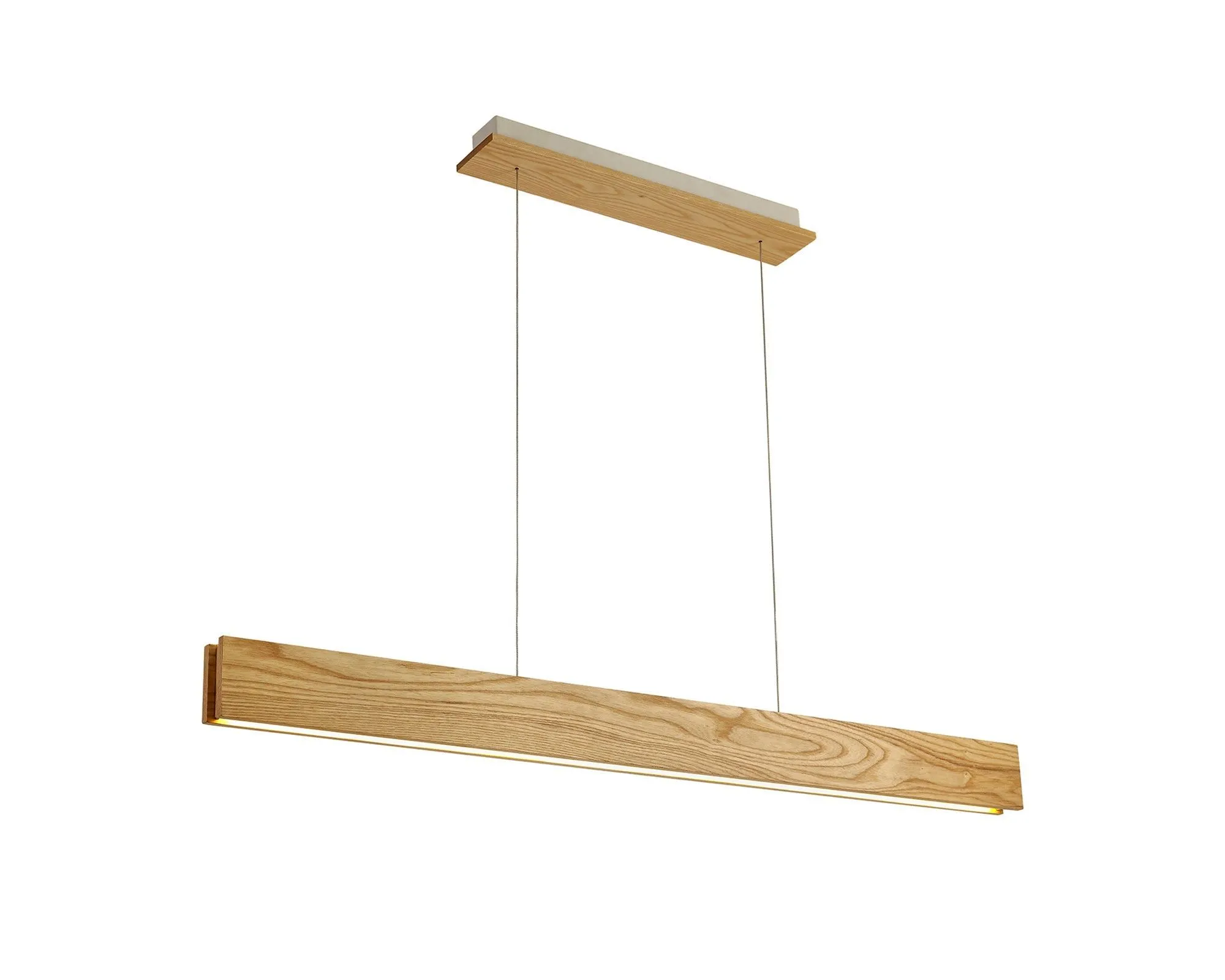 Aries Linear Pendant Ceiling Light, 2 x 20W LED, 3000K, 1662lm, Oak & Matt White, 3yrs Warranty IP20