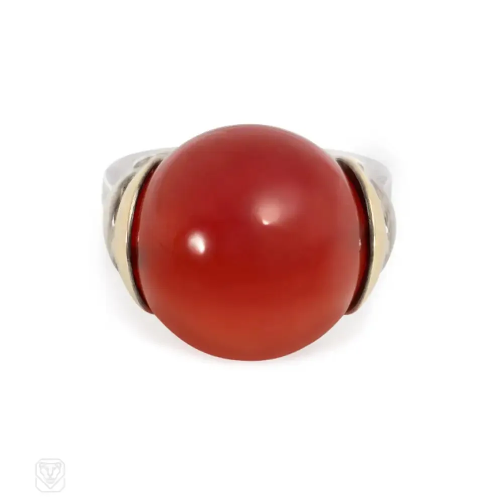 Art Deco carnelian ring, Sasportas