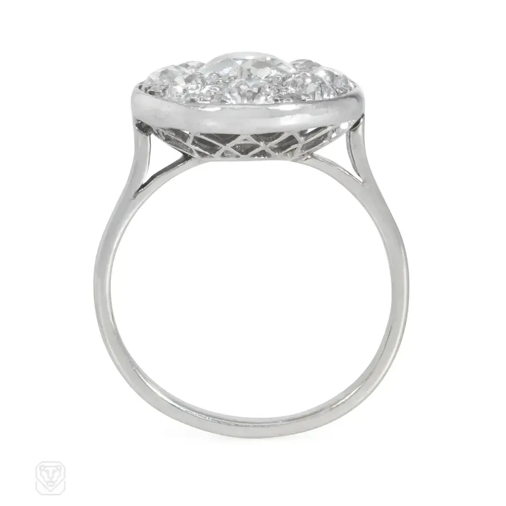 Art Deco diamond solitaire cluster ring