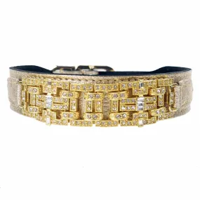 Art Deco Dog Collar in Metallic Gold & Gold