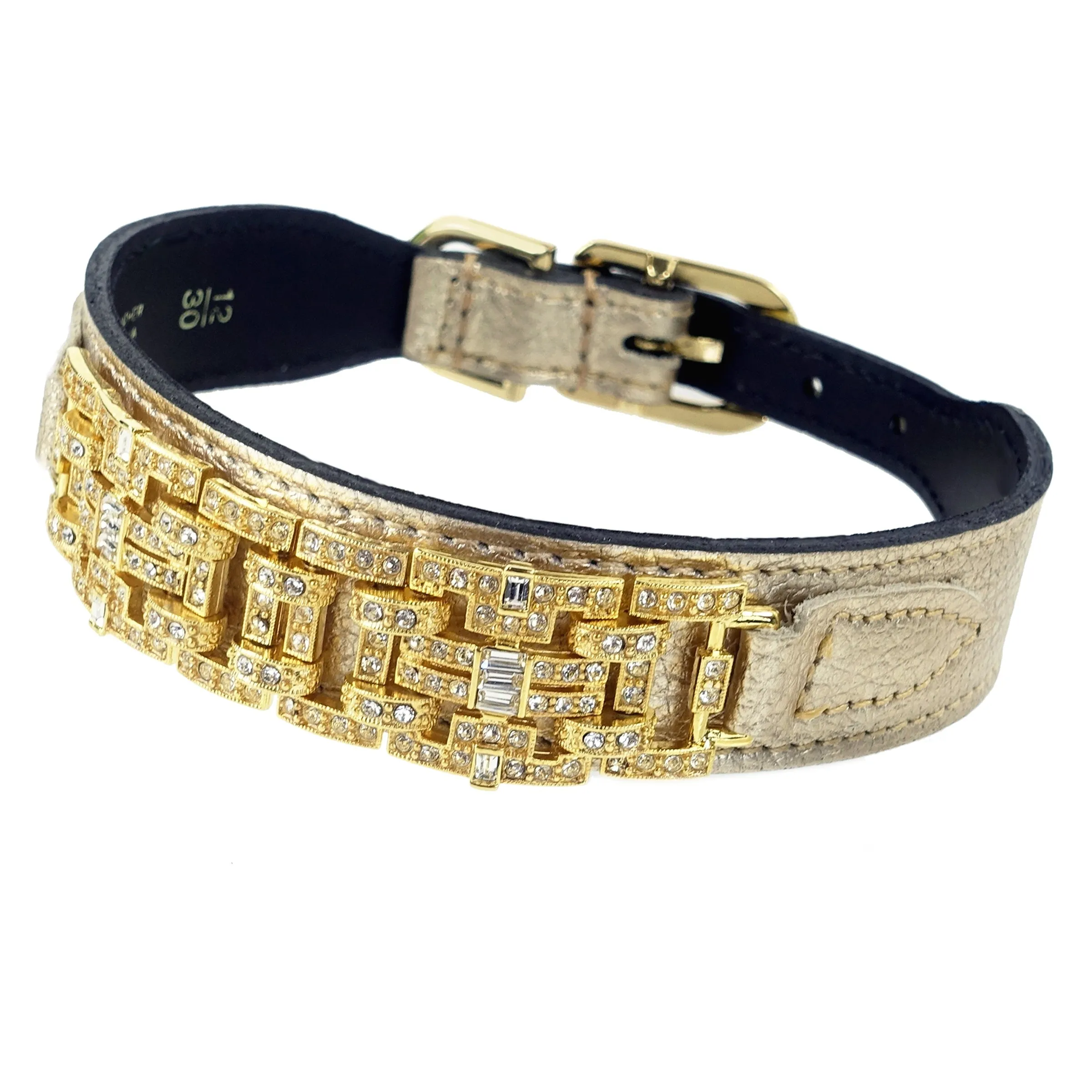 Art Deco Dog Collar in Metallic Gold & Gold