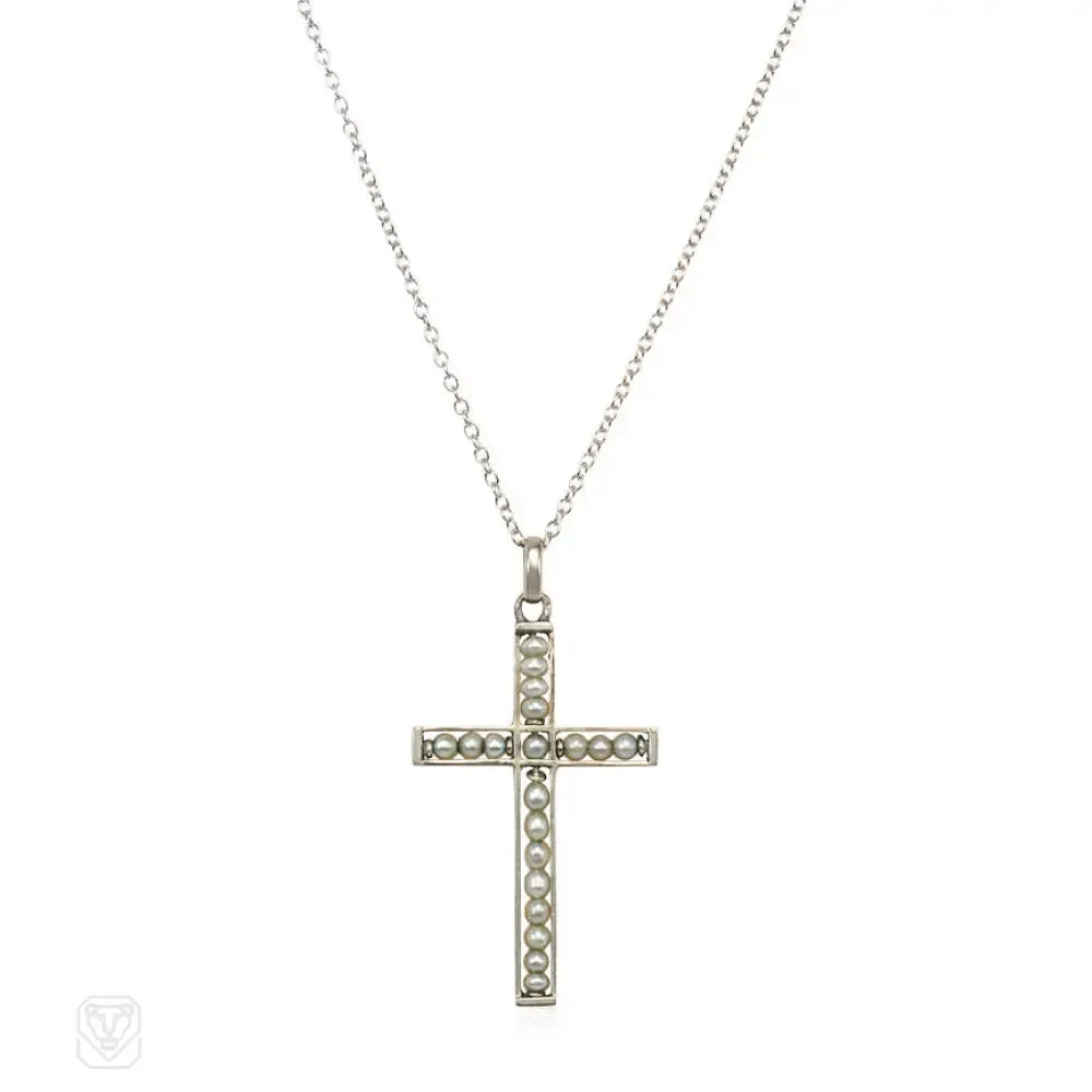 Art Deco pearl cross, France