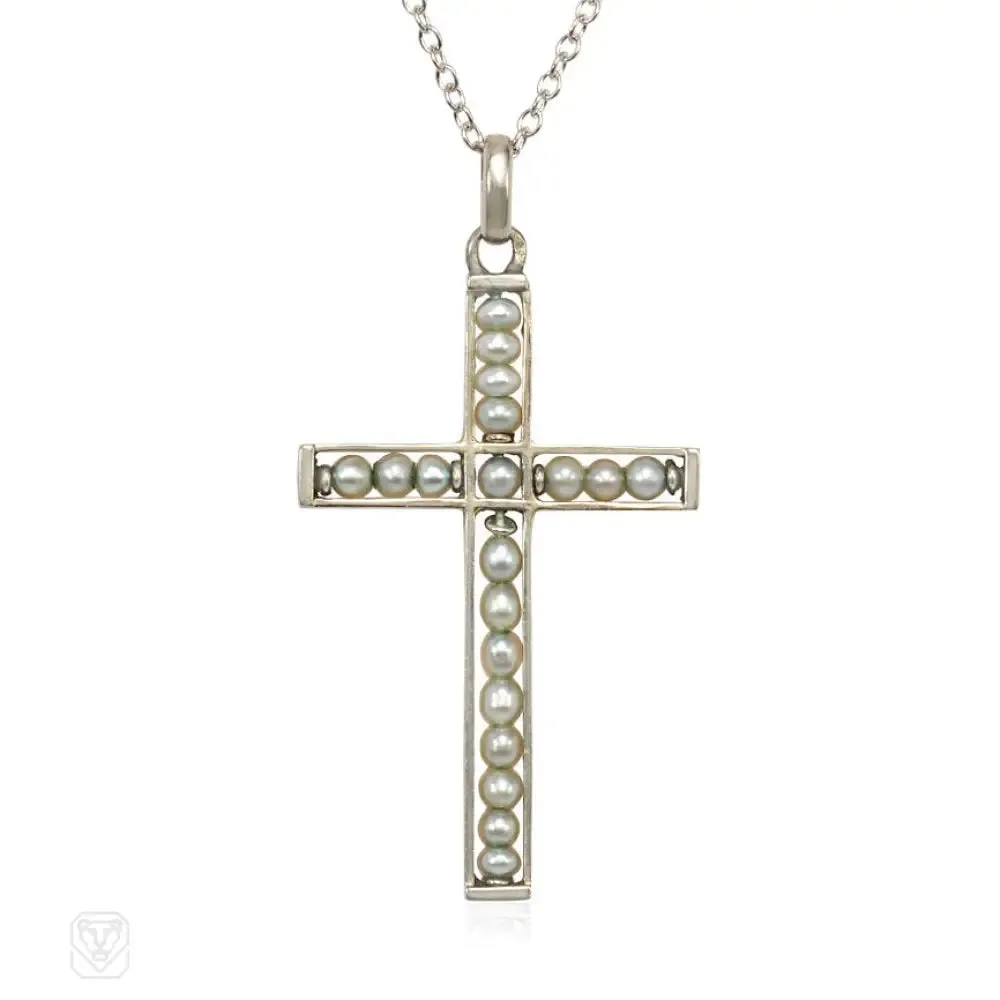 Art Deco pearl cross, France