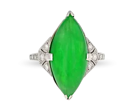 Art Deco-Period Jade Ring, 9.00 Carats