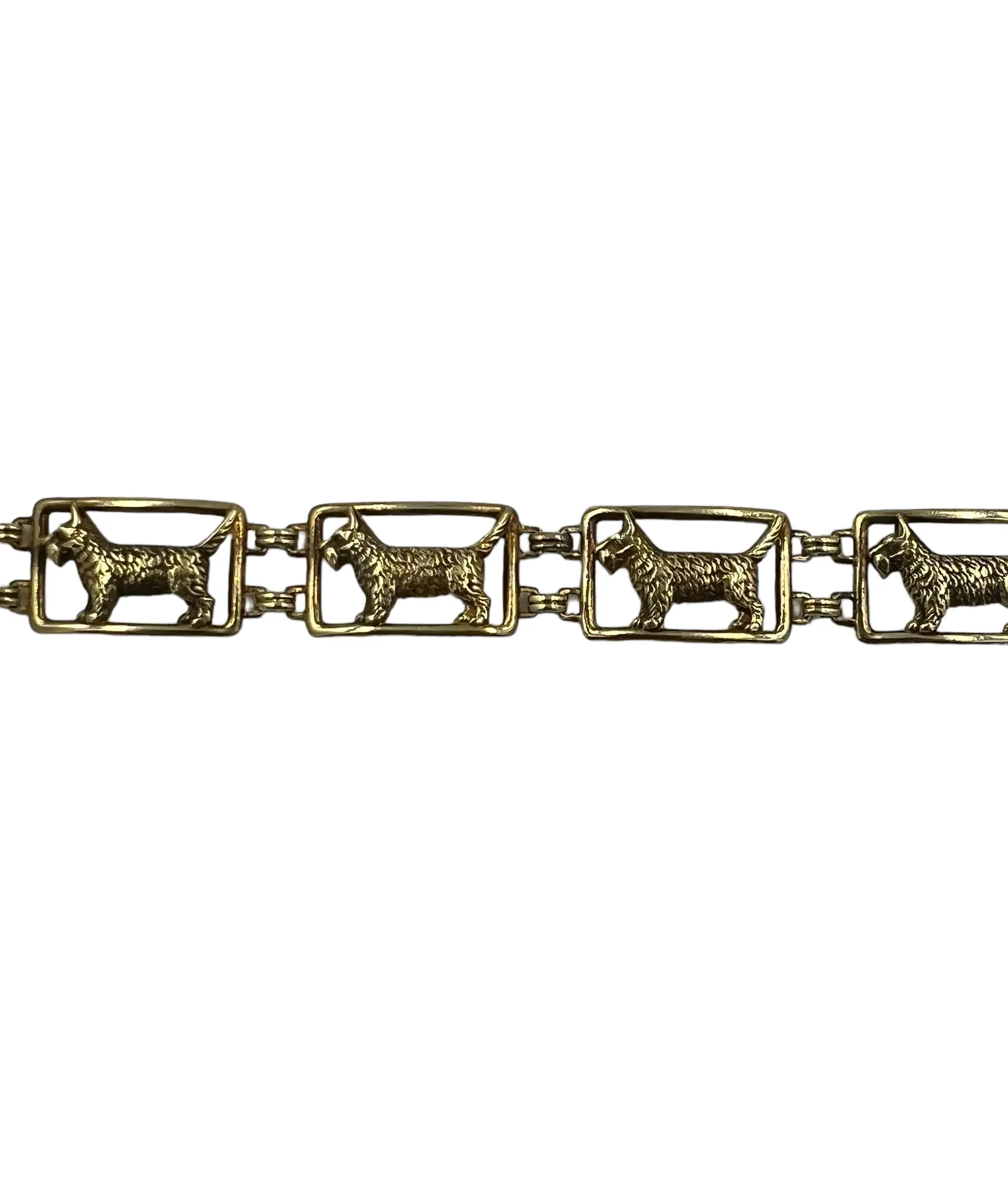 Art Deco Scottie Dog Yellow Gold Bracelet