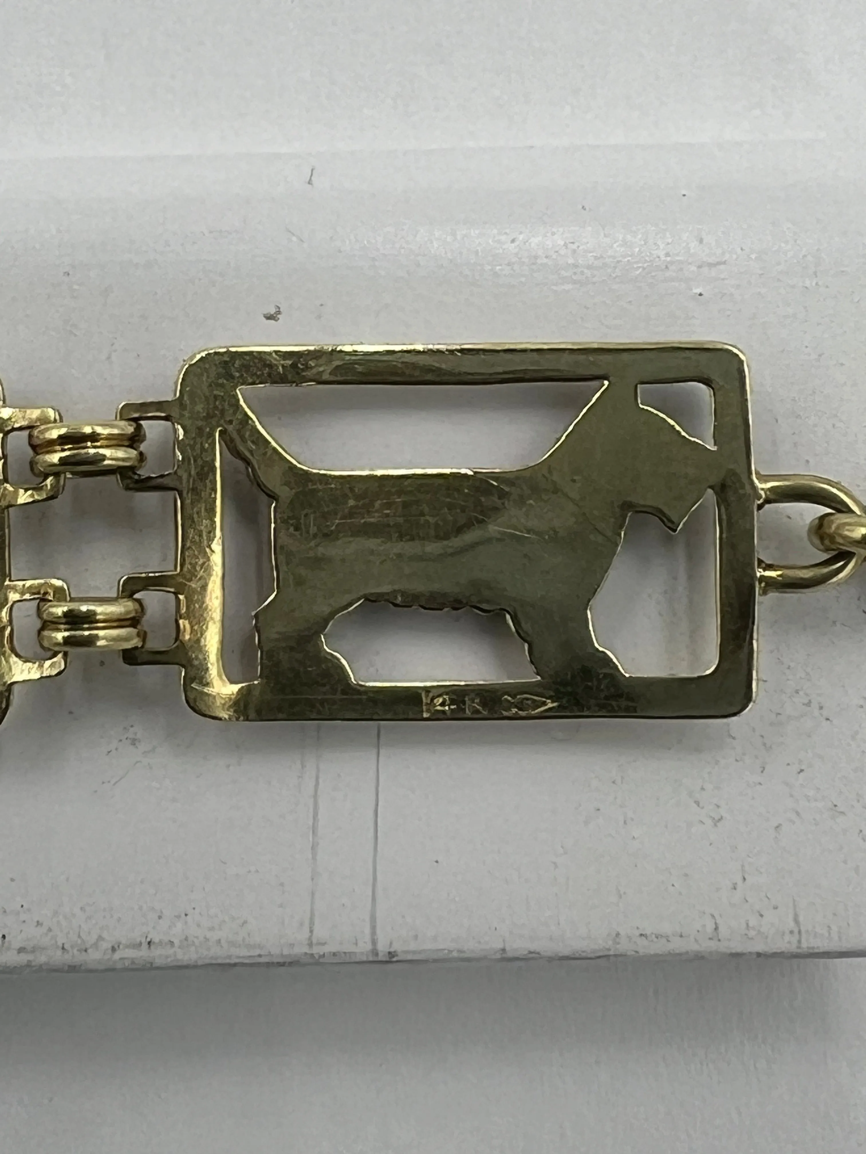 Art Deco Scottie Dog Yellow Gold Bracelet