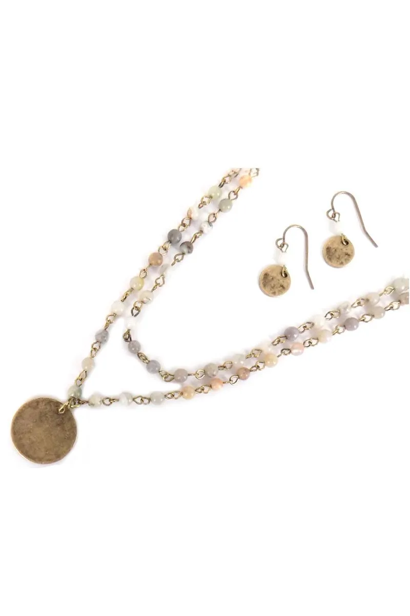 Beaded Gold Tone Neck Set