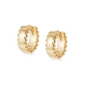 Beaded Huggie Hoop Earrings 18ct Gold Plate