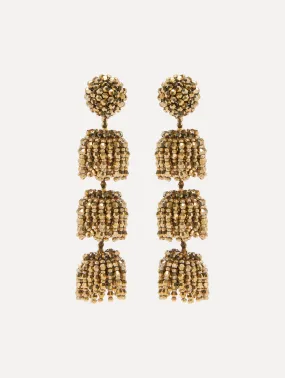 Beaded Triple Layer Clip-On Earrings