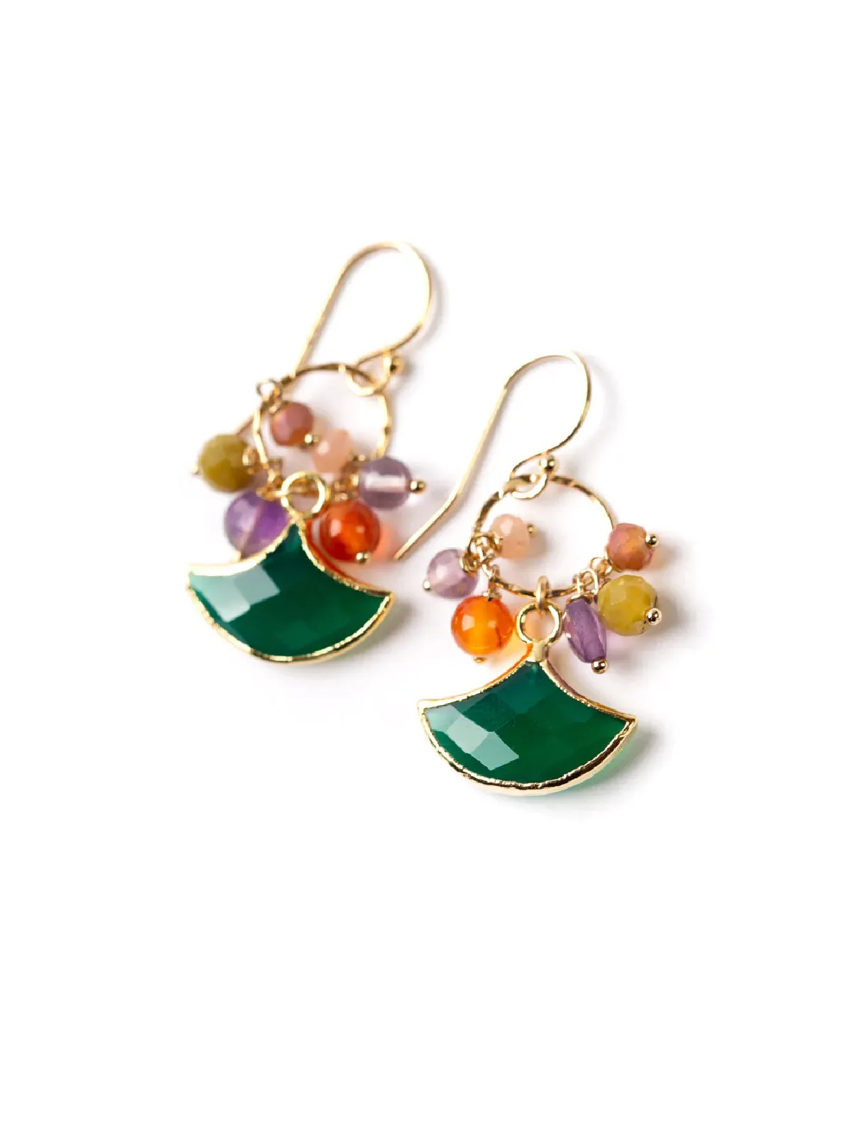 Bergamot Green Onyx Cluster Dangles by Anne Vaughan