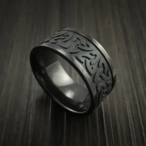 Black Titanium Celtic Band Trinity Symbolic Wedding Infinity Men's Ring Custom Made