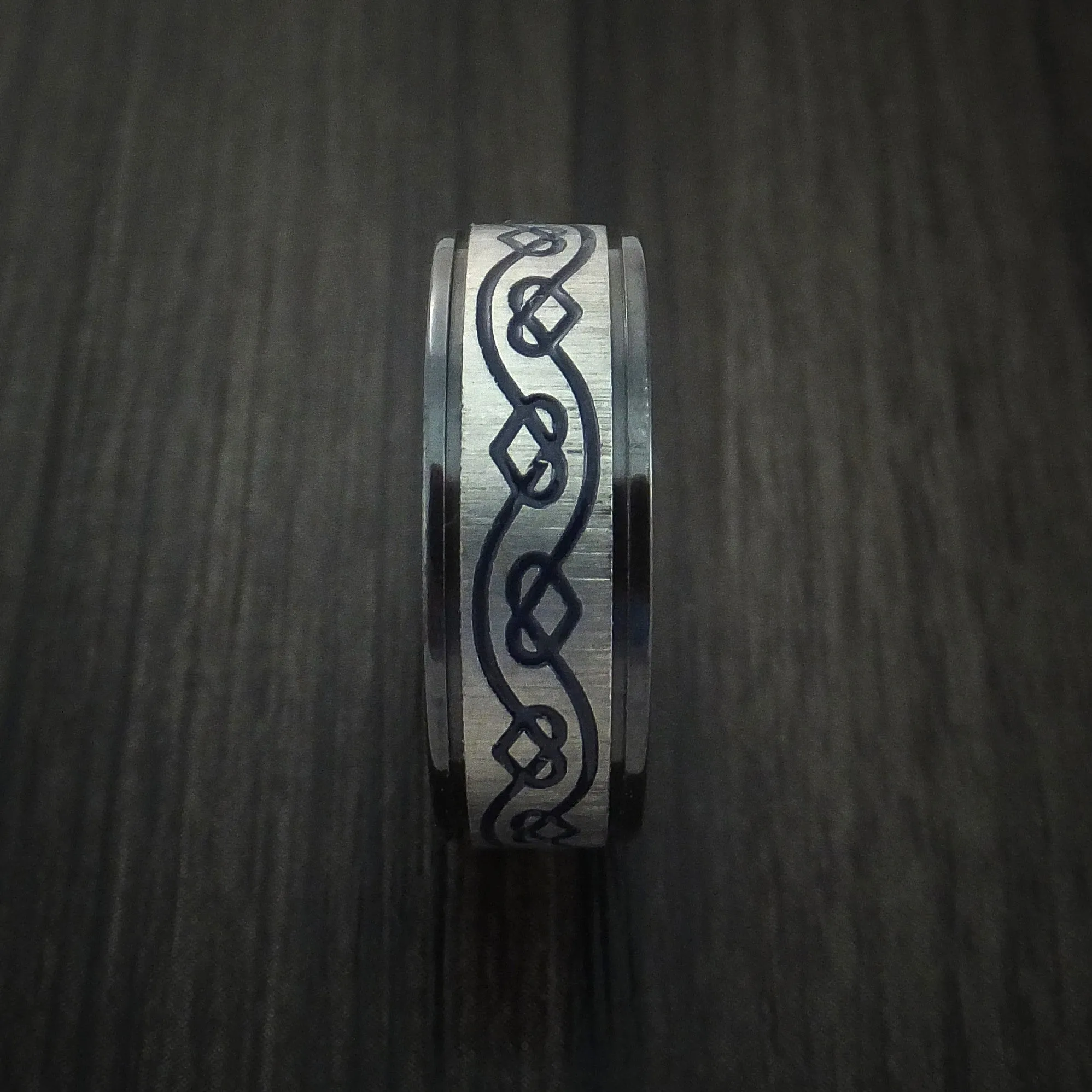 Black Zirconium Celtic Heart Men's Ring Irish Knot Design Band