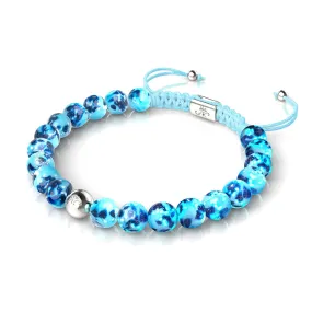 Blue Seaspray | Silver | Firefly Glass Macrame Bracelet