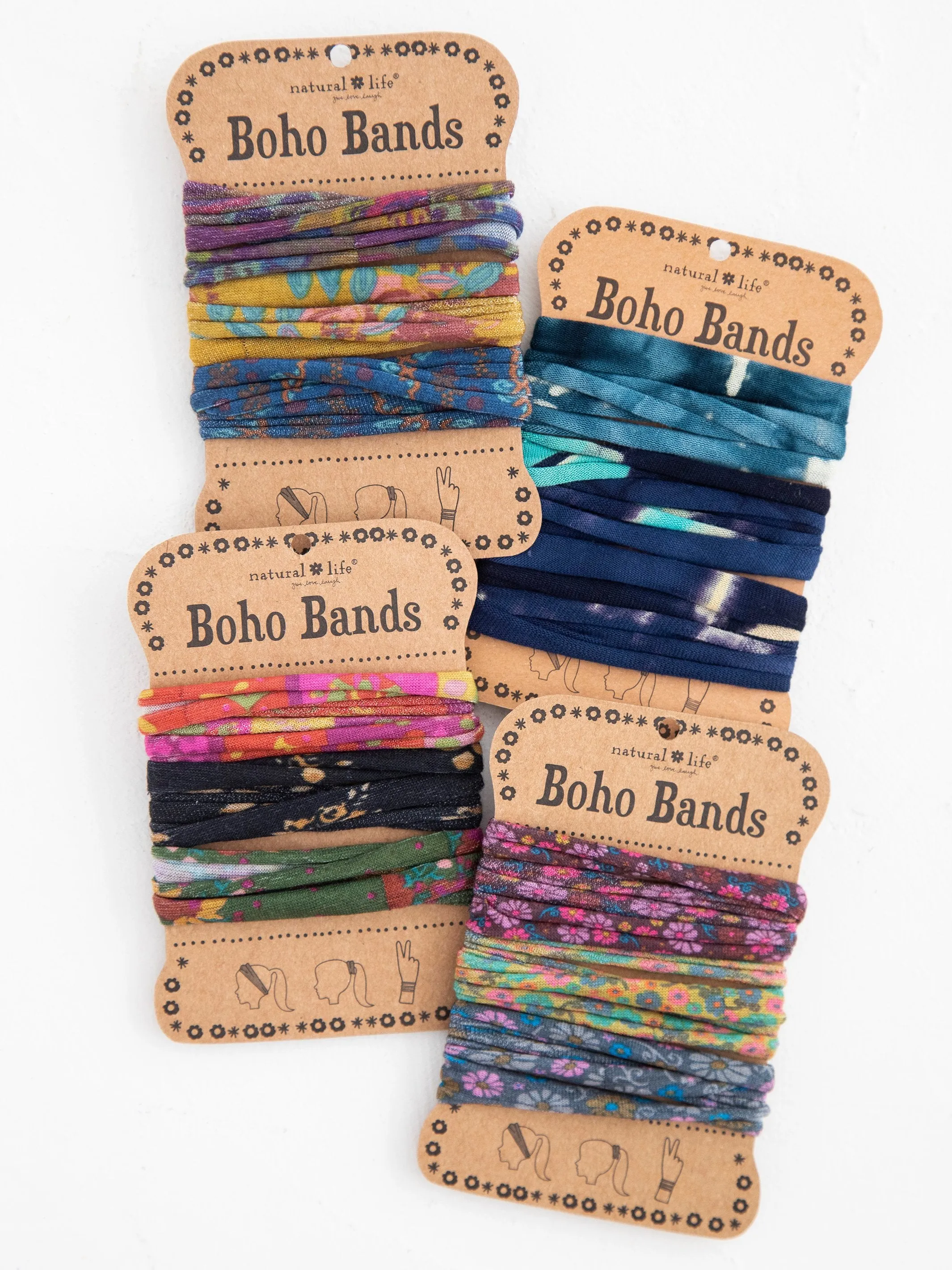 Boho Bands Hair Ties, Set of 3 - Mustard Navy Plum